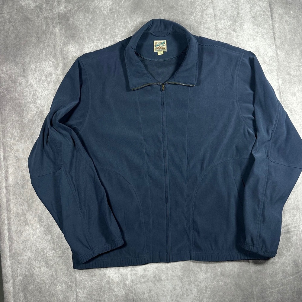 TravelSmith Mens Navy Blue Full Zip Lightweight Stretch Jacket Large Long L Tall